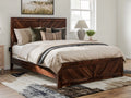 Queen Solid Wood Low Profile Platform Bed with Footboard, Walnut P51953