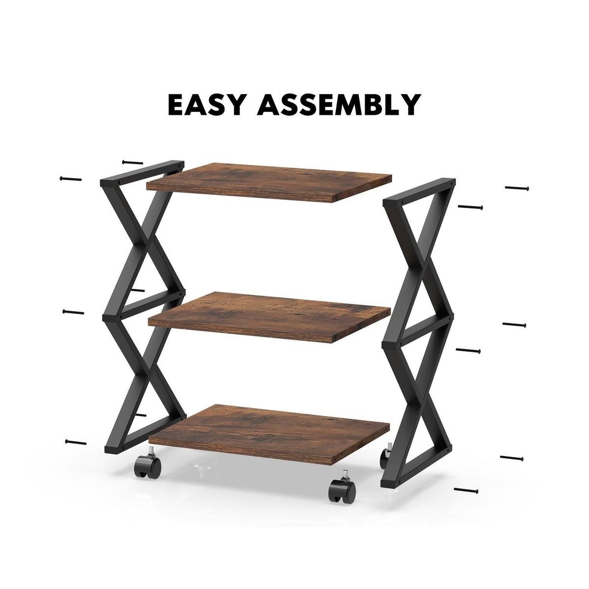 3 Tiers Wood and Metal Printer Stand E592