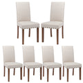 Beige Linen Solid Wood Parson Chair Set of 6 H1642