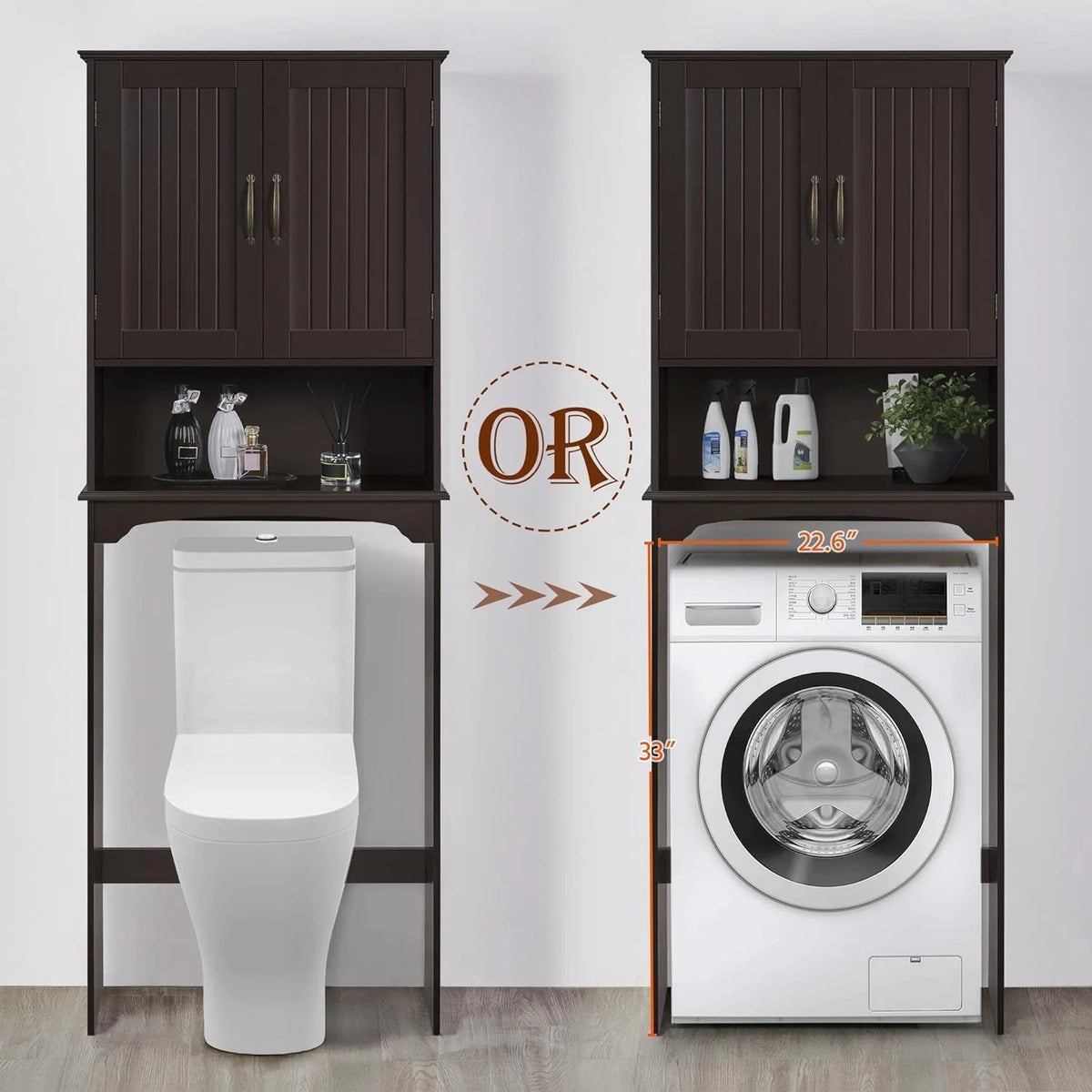 Over The Toilet Storage Cabinet Bathroom Organizer with Adjustable Shelf Y545192