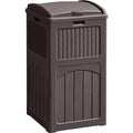 33 Gallon Dark Brown Outdoor Trash Can with Lid D9875