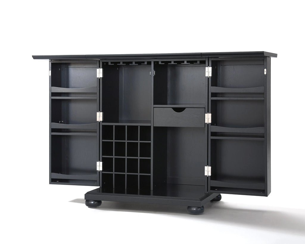 Black Wood Expandable Bar Cabinet L809