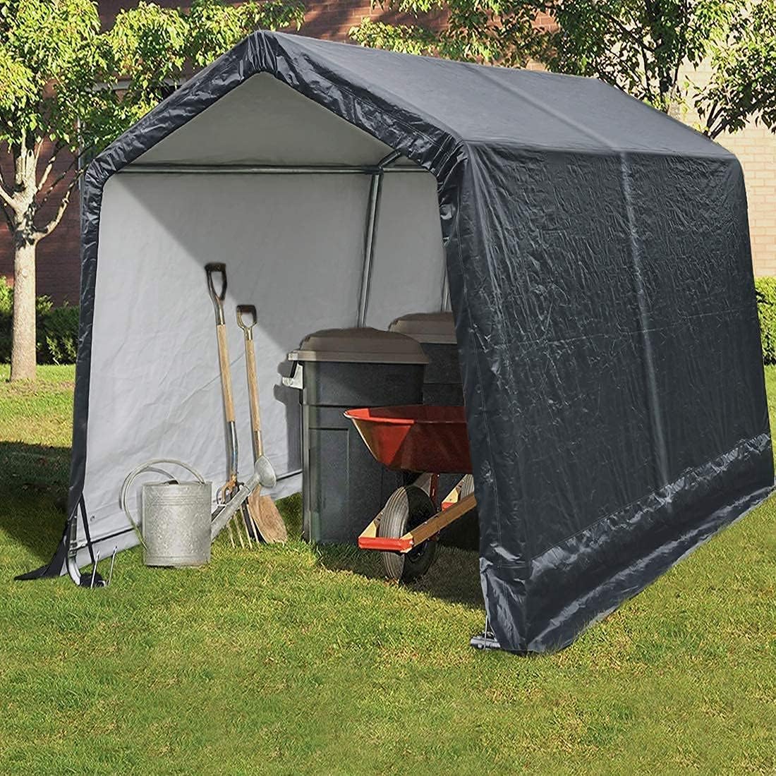 Heavy Duty 7 x 12ft Storage Shelter Carport Grey R1535