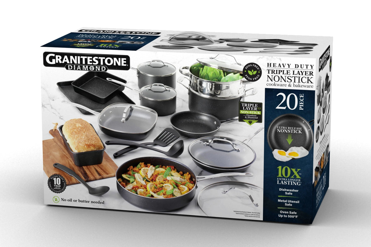 20 Piece Nonstick Cookware Bakeware Set Blue X9074