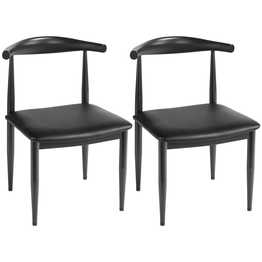 Black Fabric Leather Dining Chairs D2870