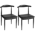 Black Fabric Leather Dining Chairs D2870