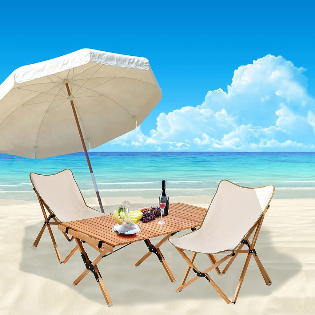 4ft Folding Portable Wooden Camping Table with Carry Bag M996