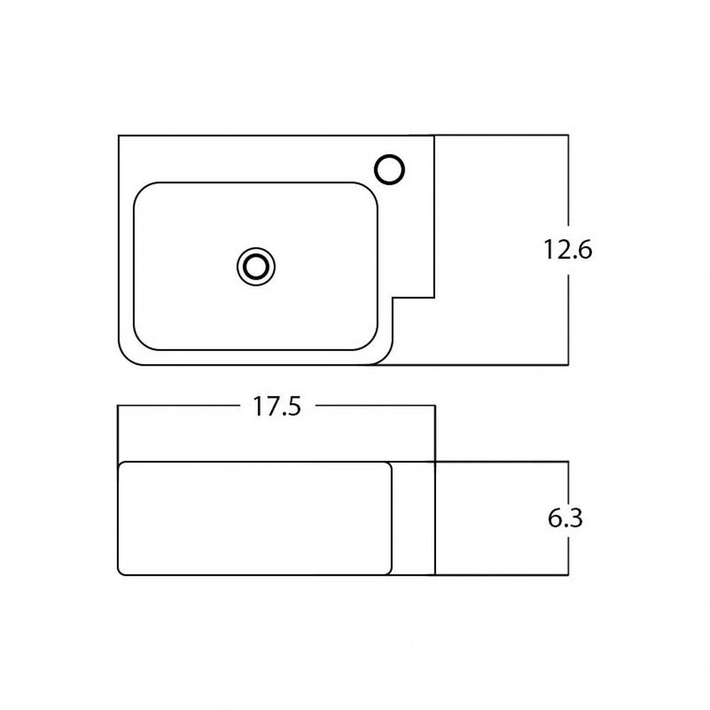 17.5 in. Rectangle Wall Mount White Vessel J470