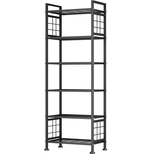 6-Wire Metal Standing Storage Shelf Rack Black V51295