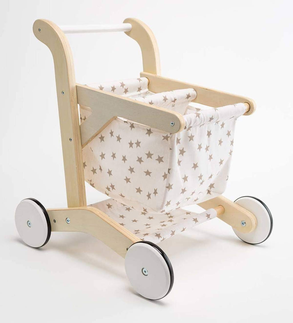 Wooden Shopping Cart Walker with Rolling Wheels E155221