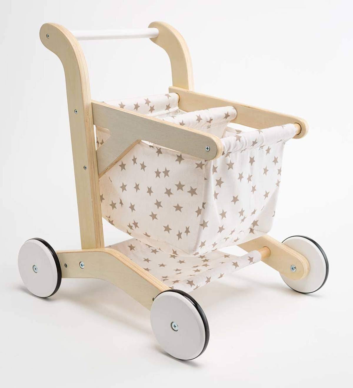 Wooden Shopping Cart Walker with Rolling Wheels E155221