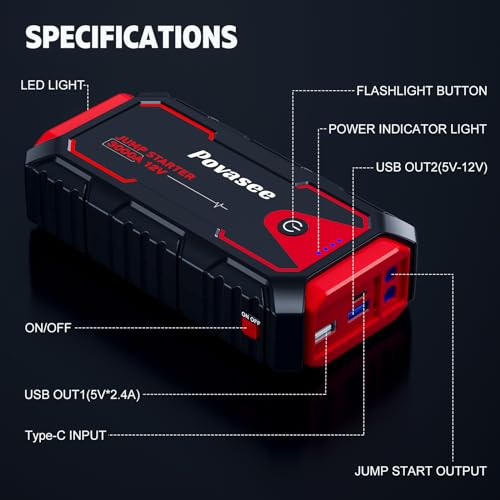 3000A Peak 12V Jump Starter with Power Bank L663659