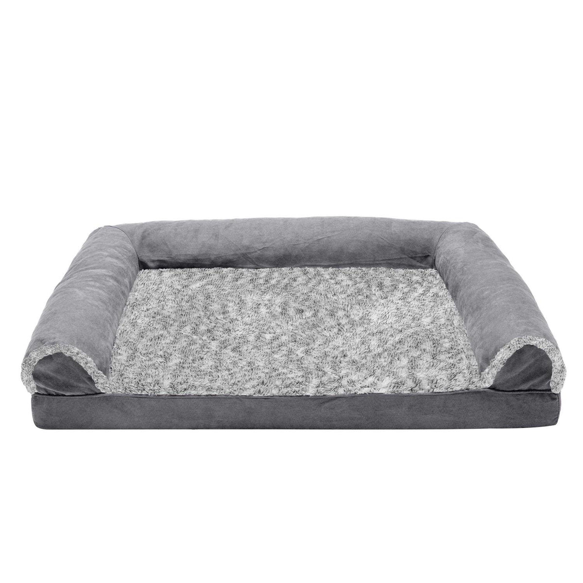 Two-Tone Faux Fur Suede Orthopedic Sofa Dog Bed U367050