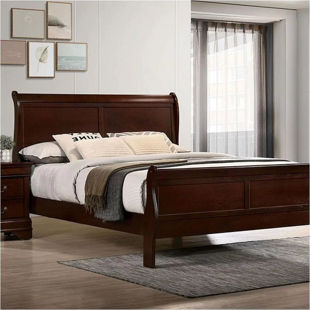 Queen Size Cherry Solidwood Sleigh Bed K749812