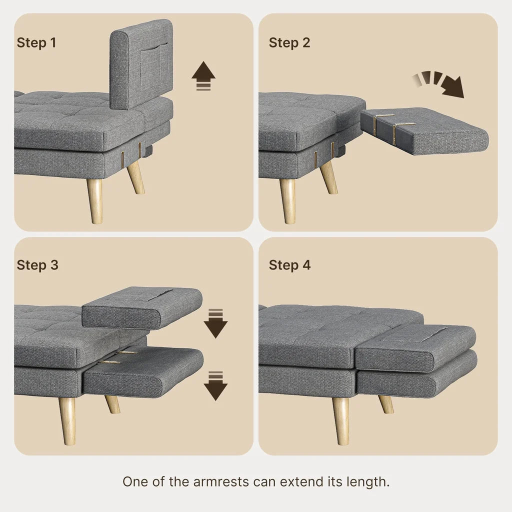 Dark Gray Convertible Futon Sofa Bed K6972