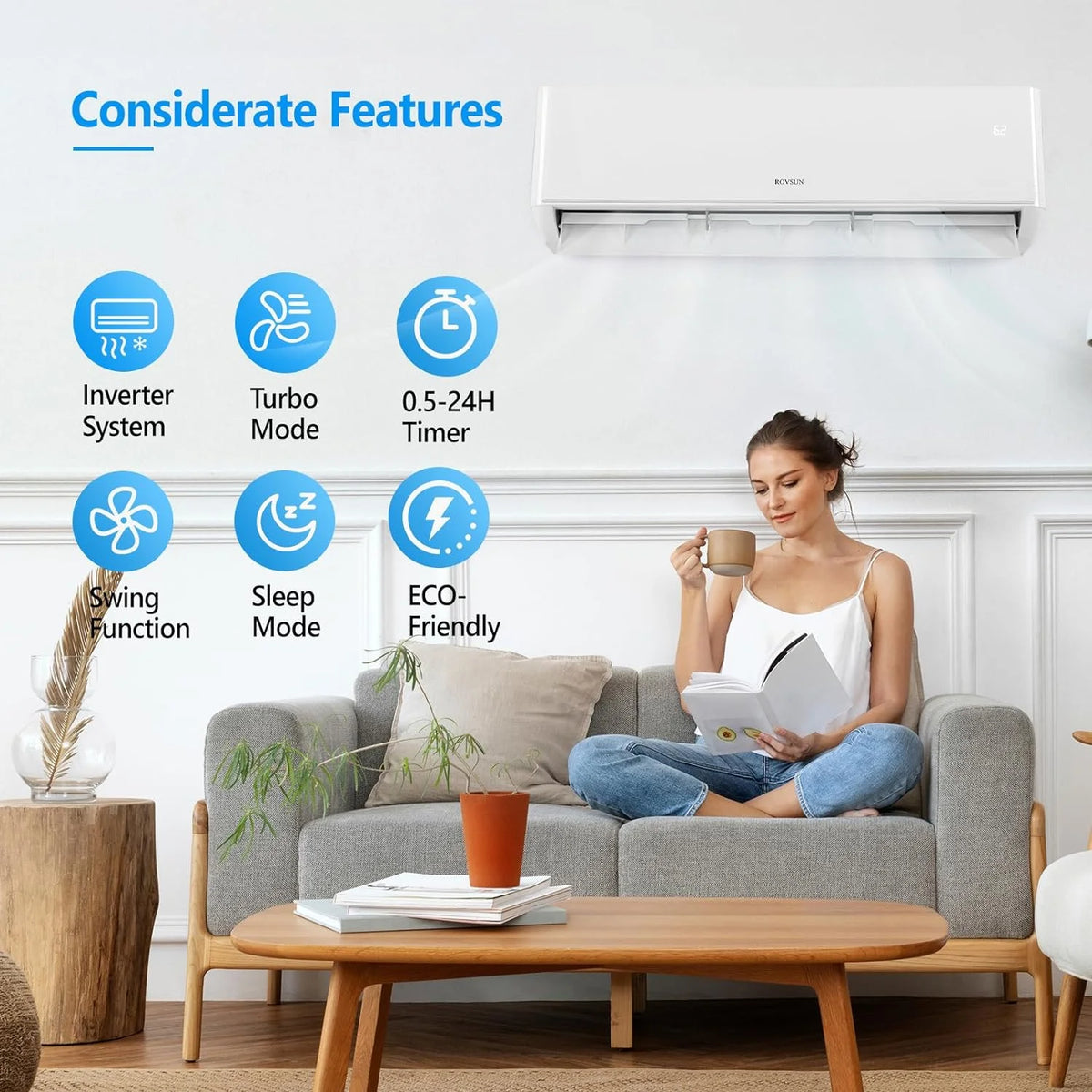 18000 BTU Wifi Enabled Mini Split AC/Heating System with Inverter L576760
