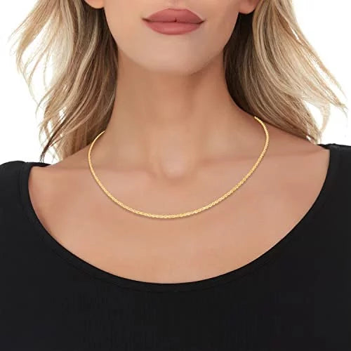 10k Yellow Gold 2mm Diamond Cut Rope Chain Necklace V44866