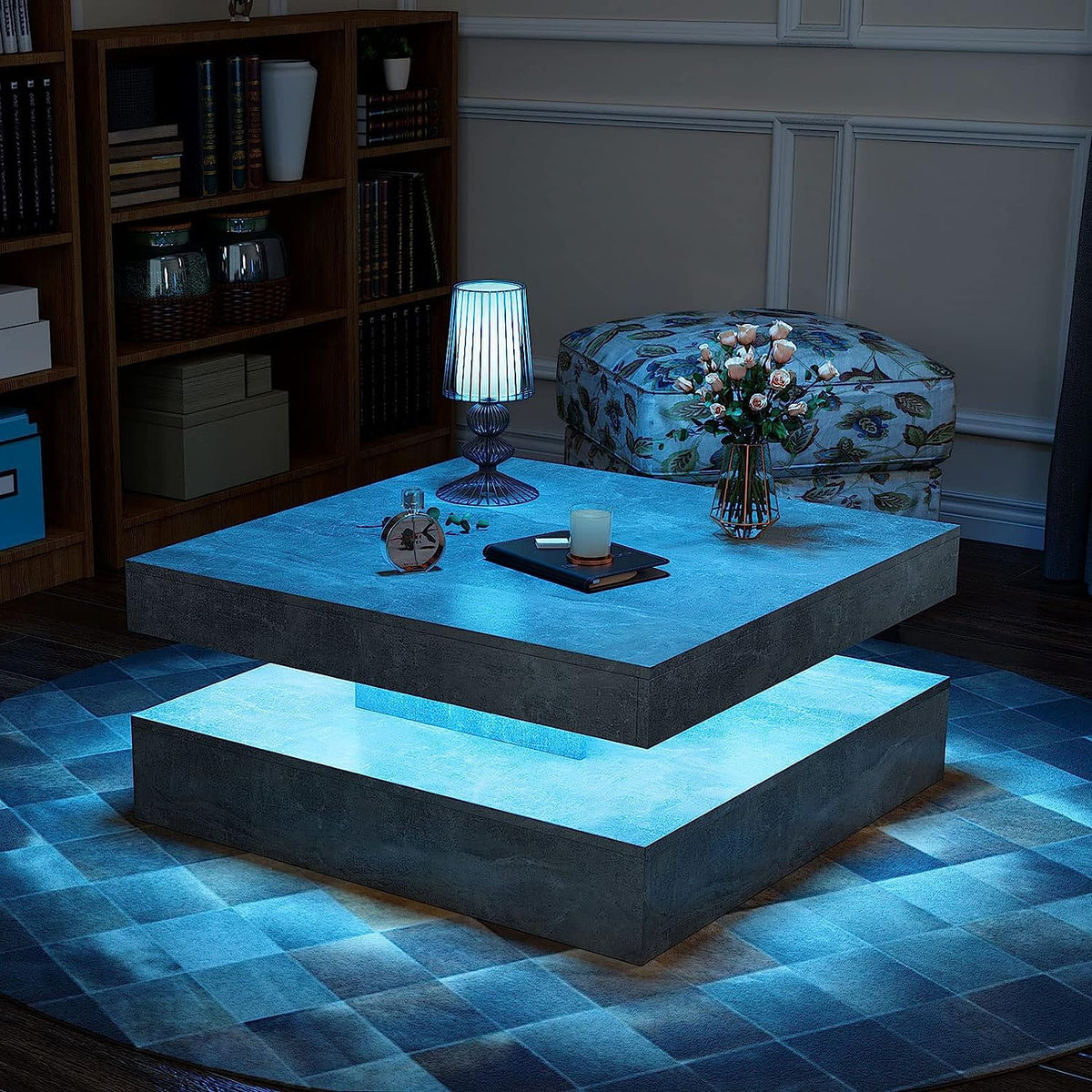 2 Tier Square LED Coffee Table with 16 RGB Lights P4501