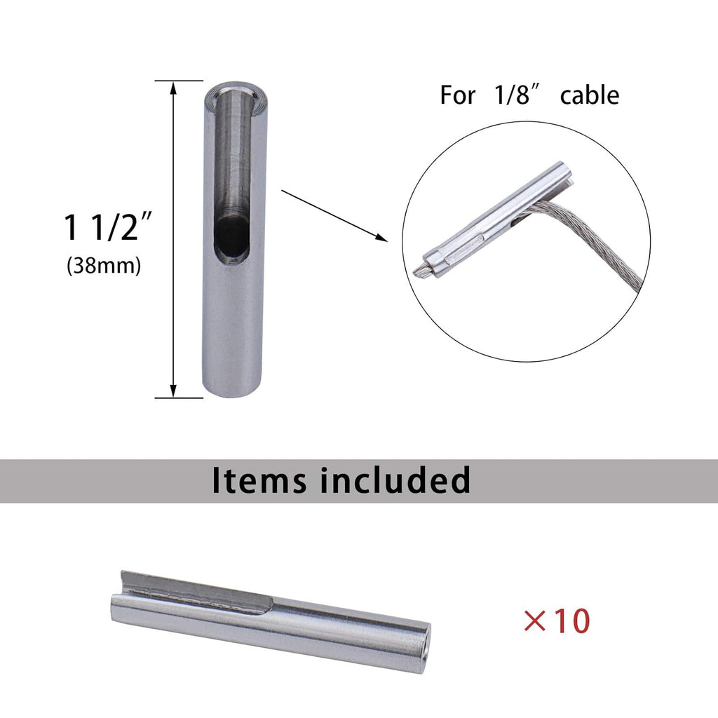10Pack 1/8 Invisible Cable Railing Kit T316 Stainless Steel A127