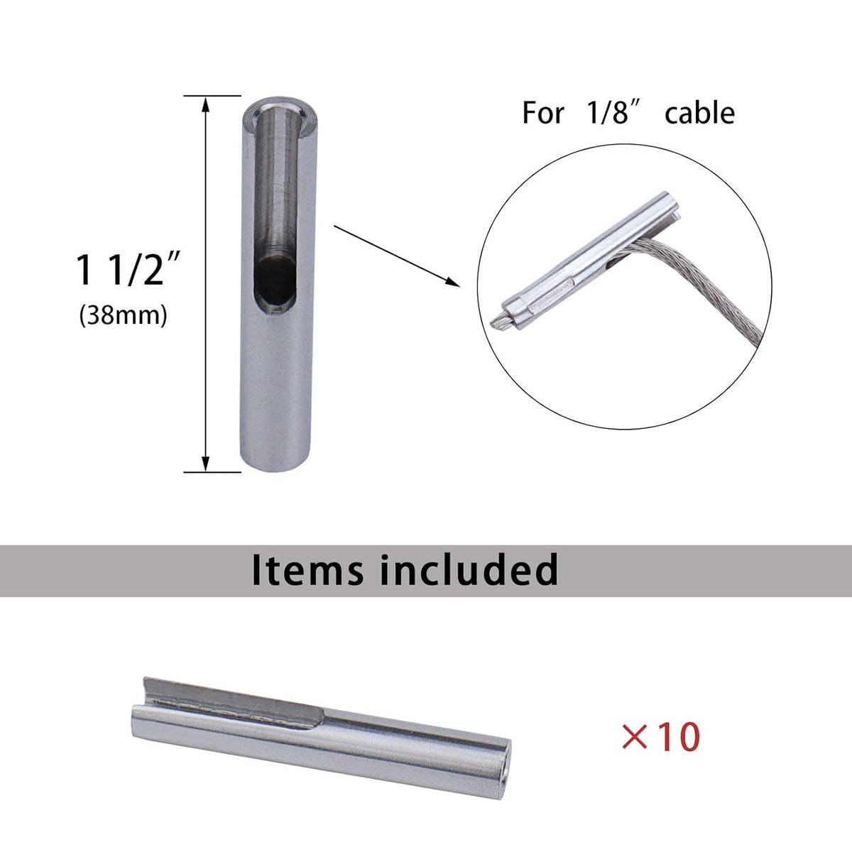 10Pack 1/8 Invisible Cable Railing Kit T316 Stainless Steel A127