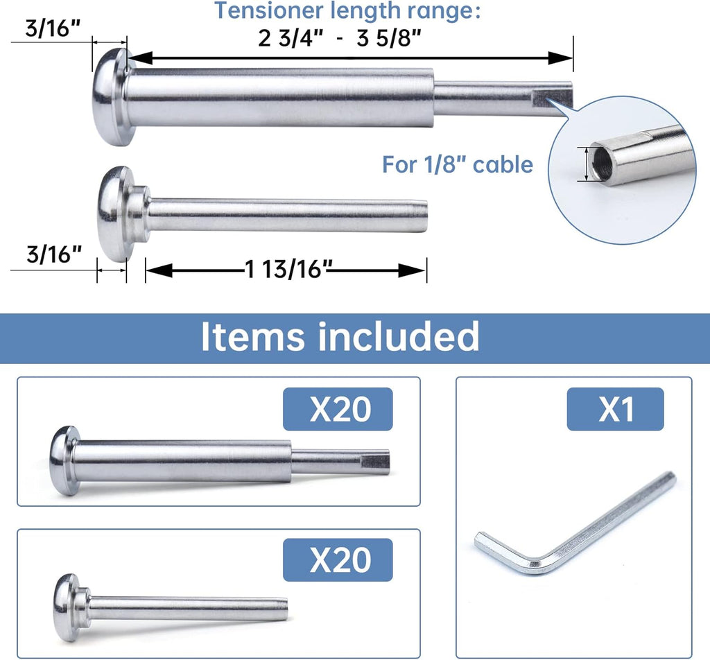 20Pair Cable Railing Kit Invisible 1/8 T316 Stainless Steel T1291