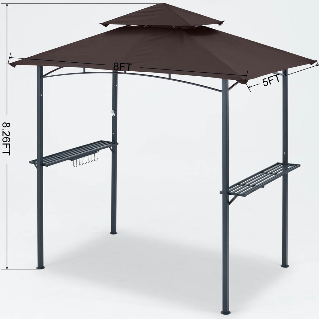 Brown Outdoor BBQ Grill Gazebo with LED Light X2790