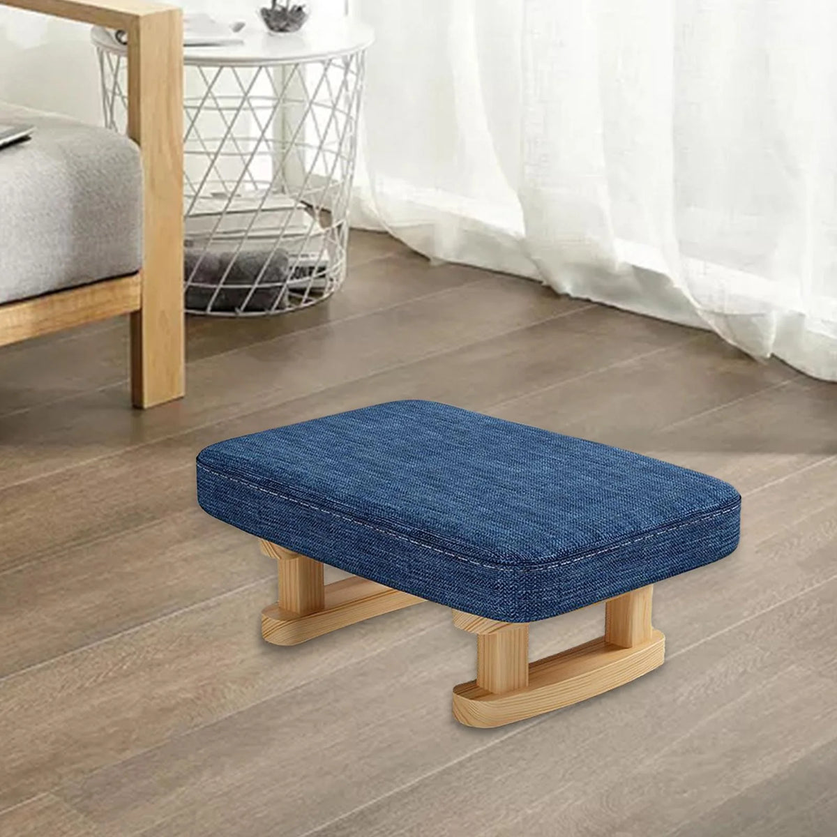 Blue Padded Small Ottoman Foot Rest J3365