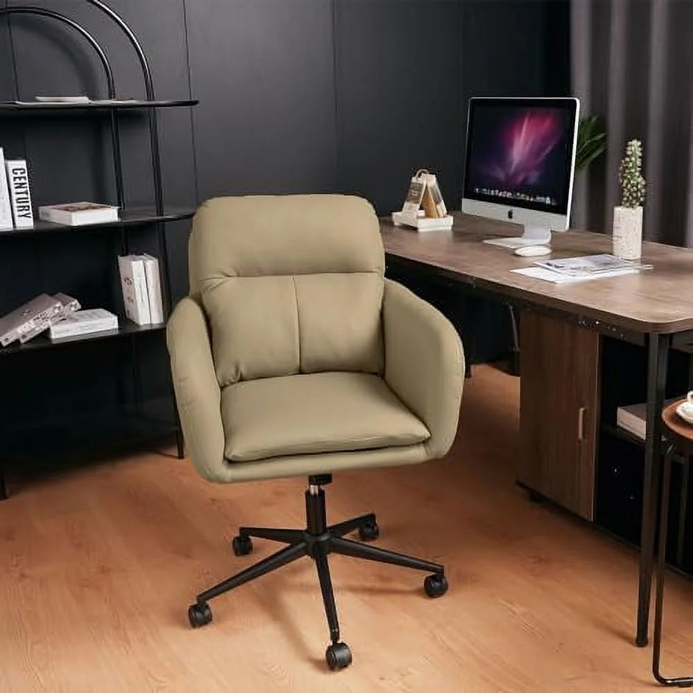 Light Grey PU Leather Office Chair with Pillow U349615