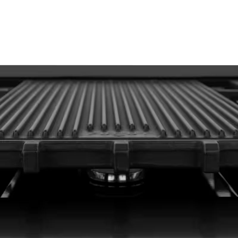 48 in. 7 Burner Gas Cooktop with Champagne Bronze Knobs in Black Stainless Steel P9209