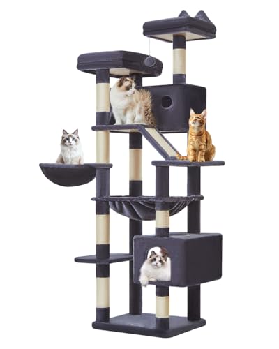 71-Inch Multi-Level Cat Tree with Hammock and 2 Top Perches E8660