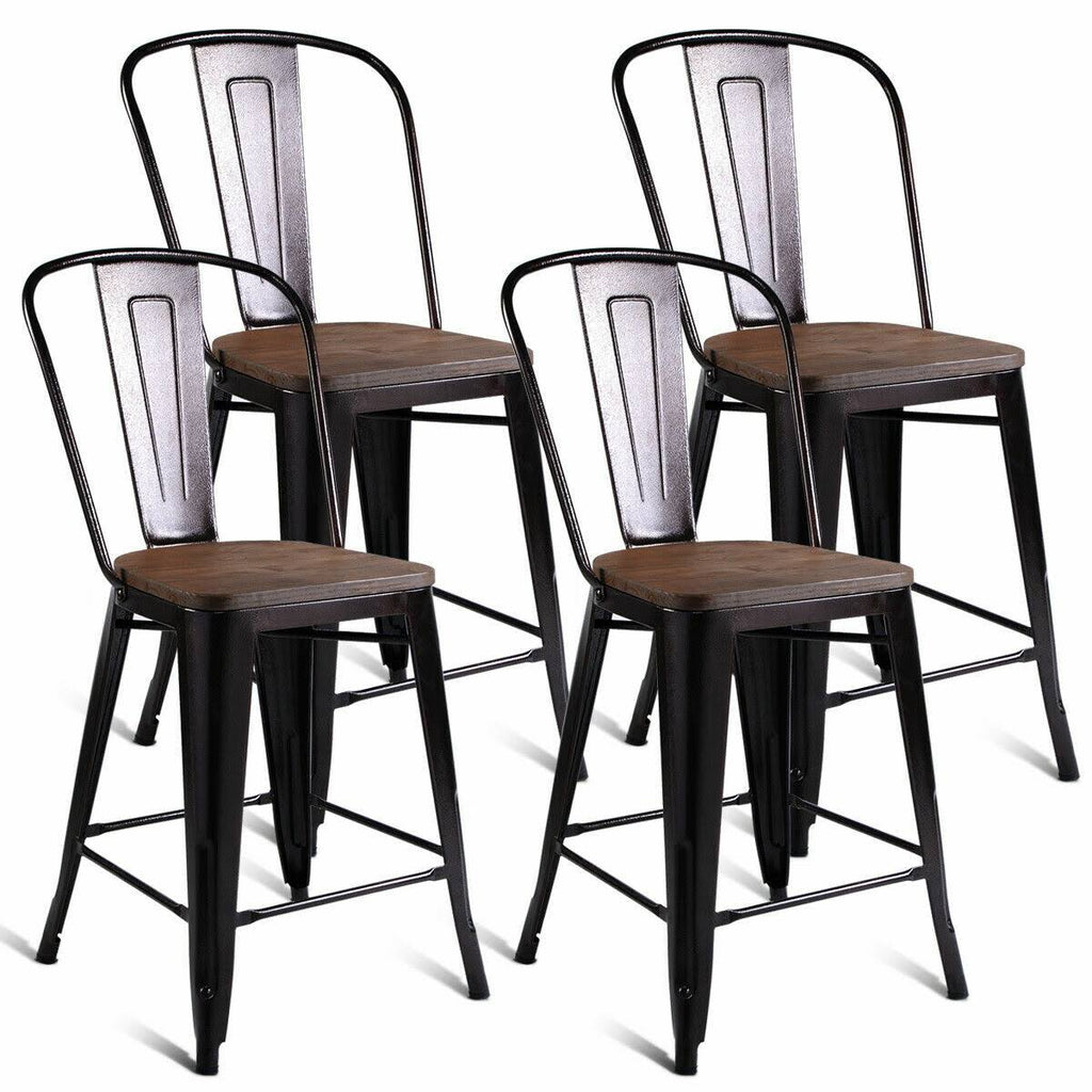 Copper Set of 4 Metal Wood Counter Stool Bar Chairs G260