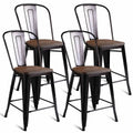 Copper Set of 4 Metal Wood Counter Stool Bar Chairs G260