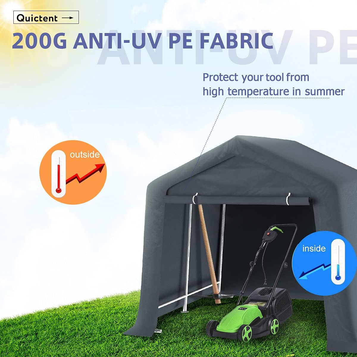 Heavy Duty 7 x 12ft Storage Shelter Carport Grey R1535