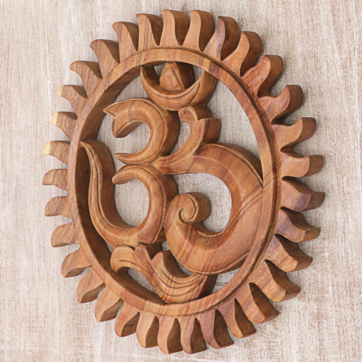 Brown Hand Crafted Suar Wood Relief Panel D60319