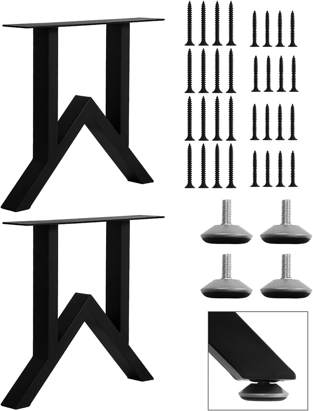 28 Inch Adjustable Metal Furniture Legs 2PCS Black A166
