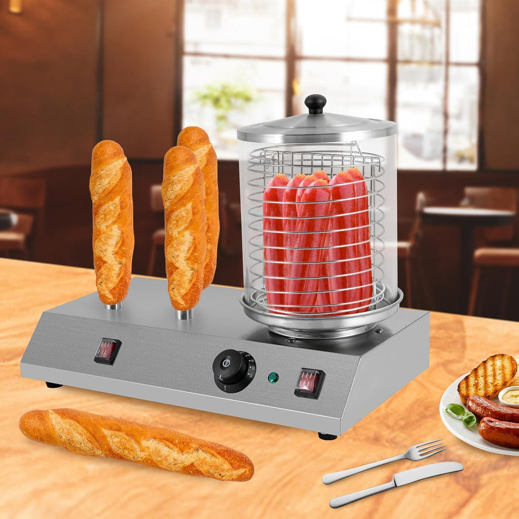 Electric Hot Dog Steamer & Bun Warmer Stainless Steel Portable Commercial 86-230℉ 19.72x10.94x14.57in U903959