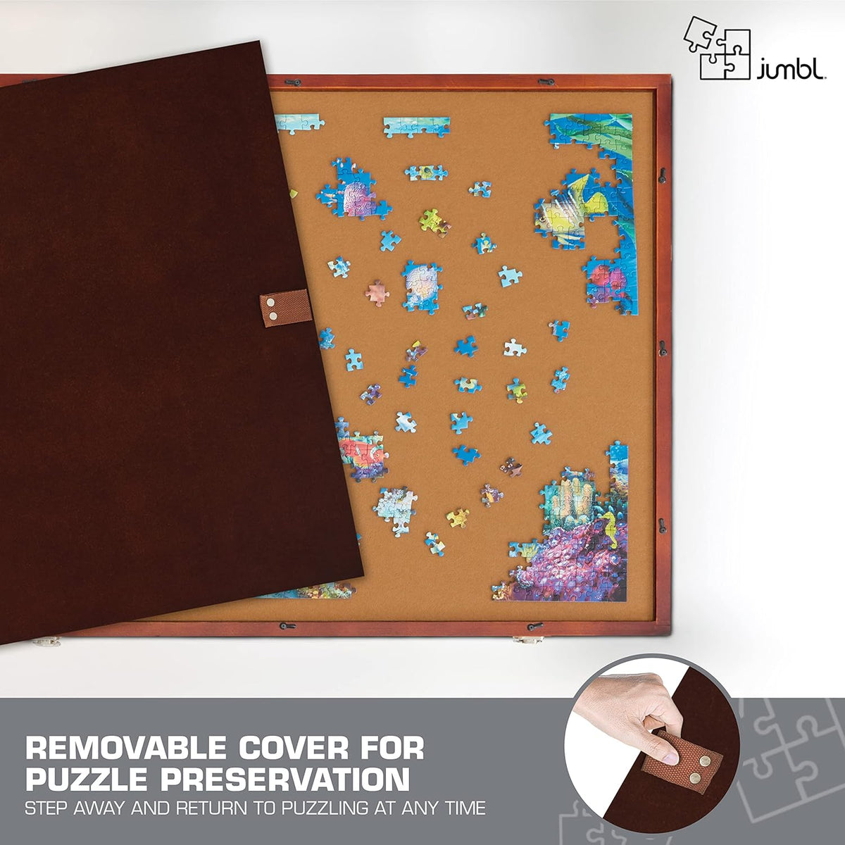 1500-Piece Tilting Puzzle Board with Felt Surface, 6 Removable Sorting Drawers, 27” x 35” Wooden Jigsaw Puzzle Table R962