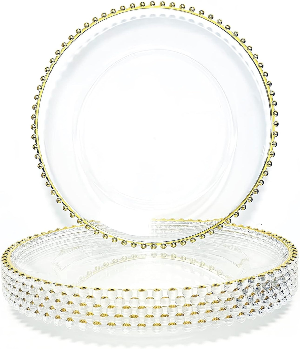6 Pcs Clear Acrylic Charger Plates with Gold Bead I418