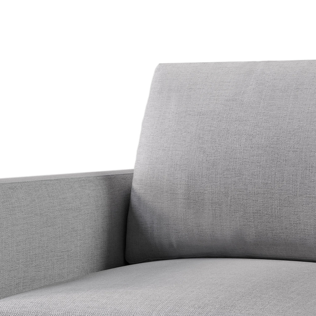 Light Gray Linen Armchair with Wooden Legs C64536