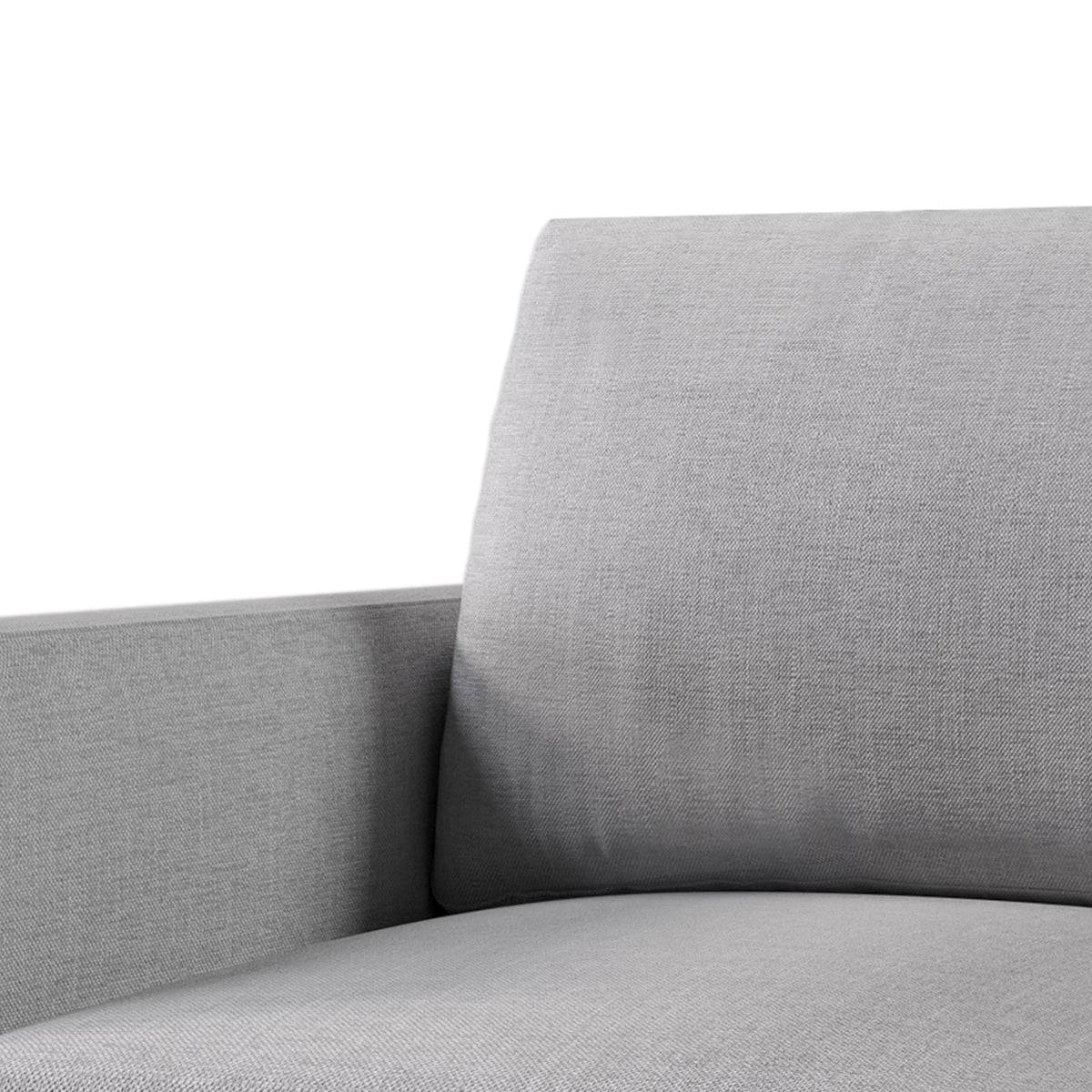 Light Gray Linen Armchair with Wooden Legs C64536