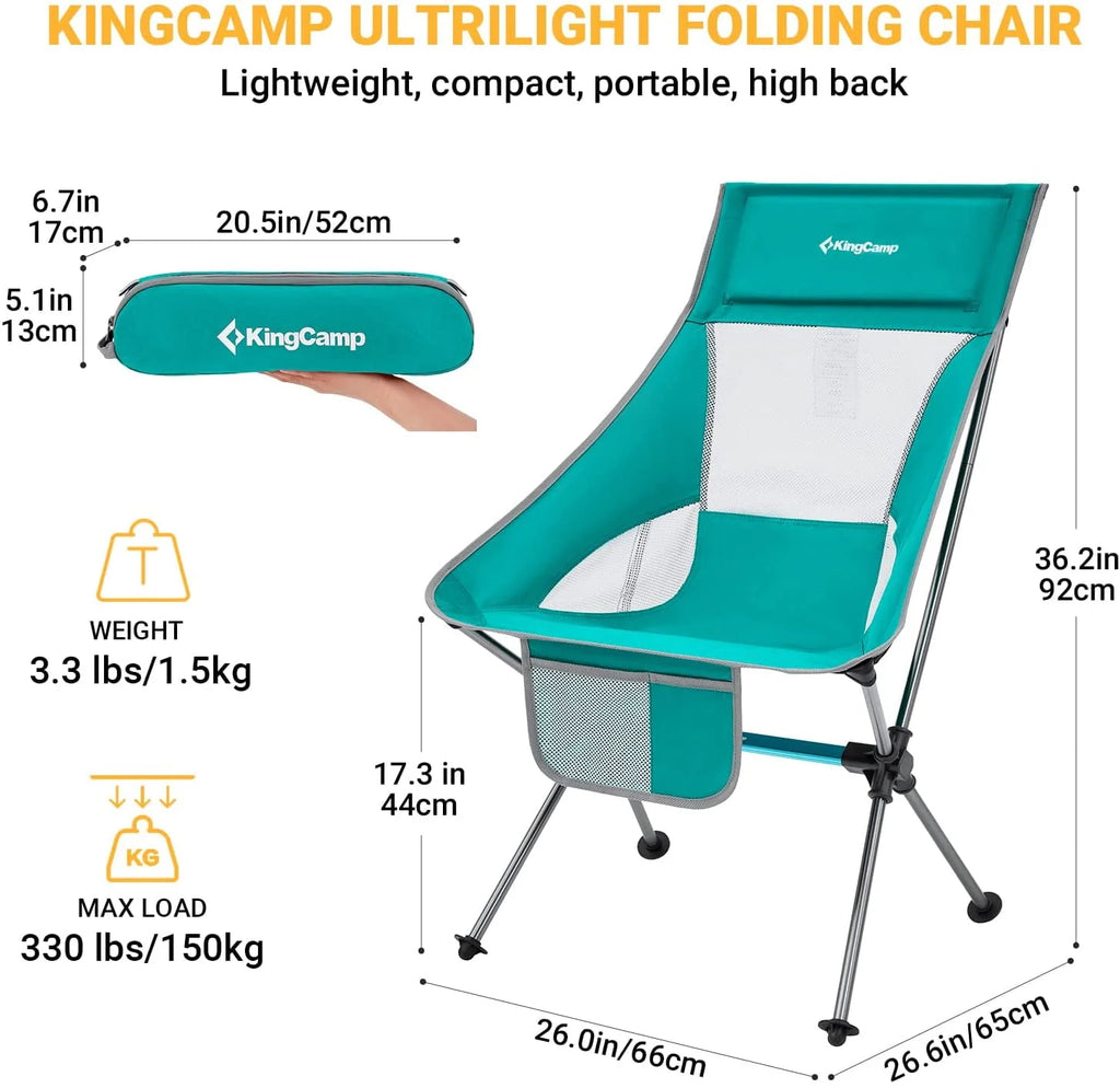 2 Pack High Back Lightweight Extra Wide Folding Camping Chairs with Carry Bag Black Q671