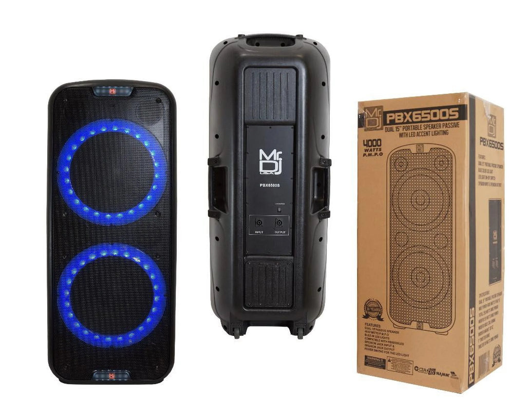 Dual 15” 3-Way Full-Range Powered and Passive DJ PA Bluetooth Loudspeaker W51085