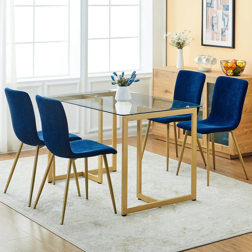 Navy Blue Velvet Dining Chairs Set of 4 J1965