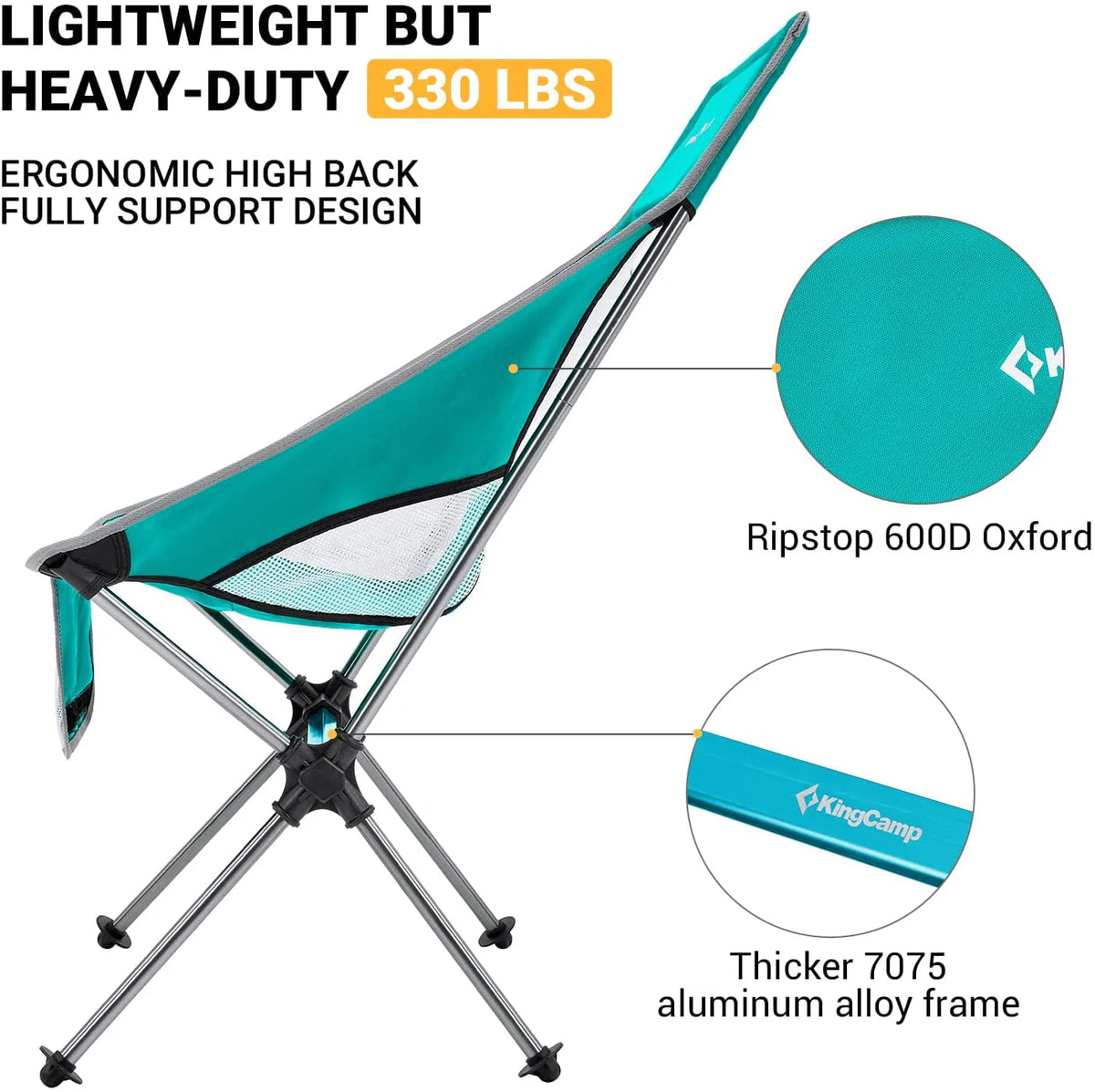 2 Pack High Back Lightweight Extra Wide Folding Camping Chairs with Carry Bag Black Q671