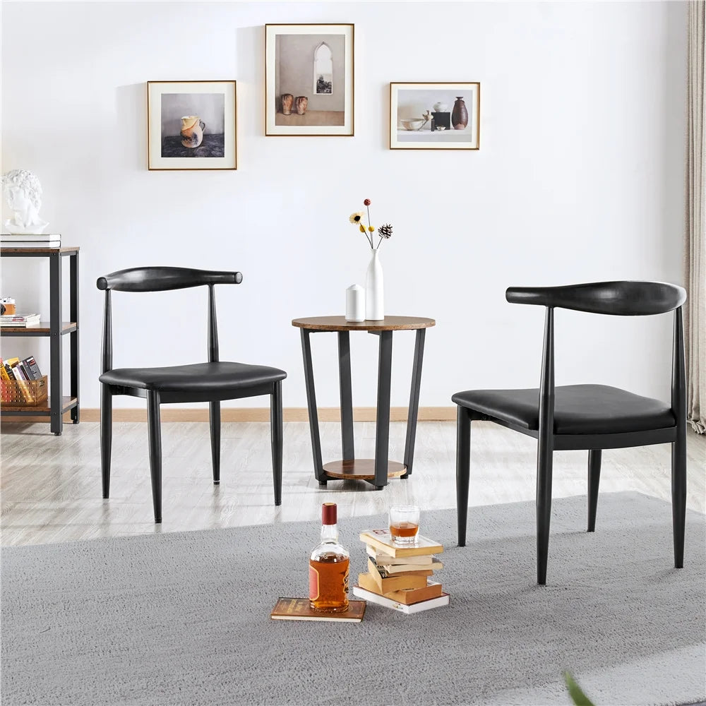 Black Fabric Leather Dining Chairs D2870