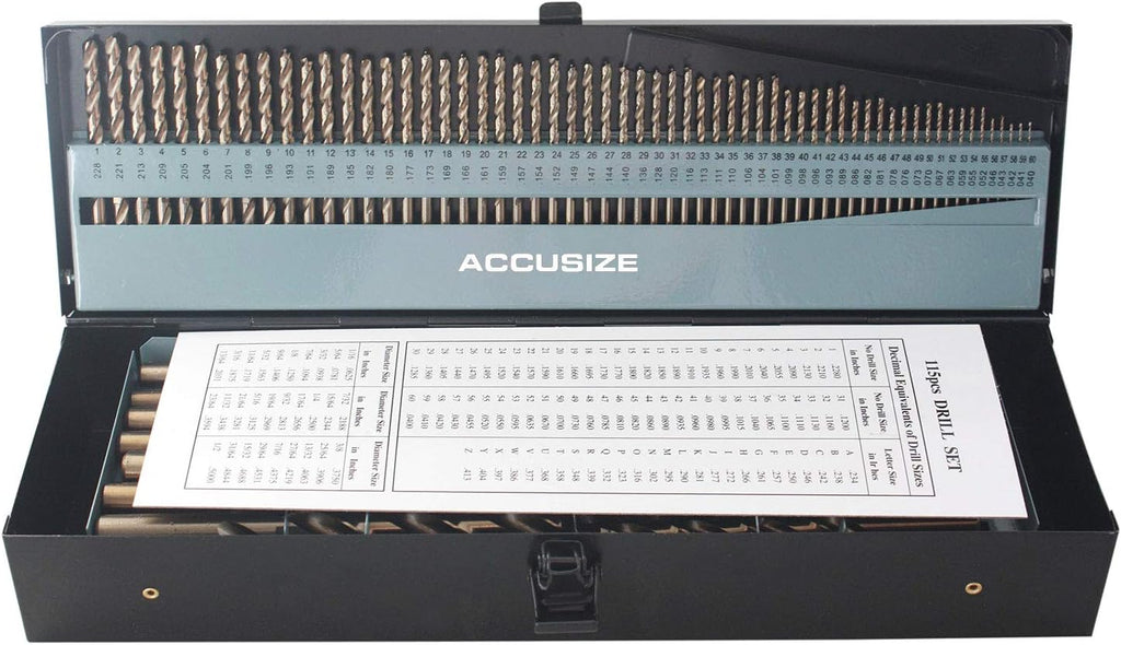 115 Pc Cobalt Drill Bit Set, 135 Deg Split Point, 1/16-1/2'' Z33626