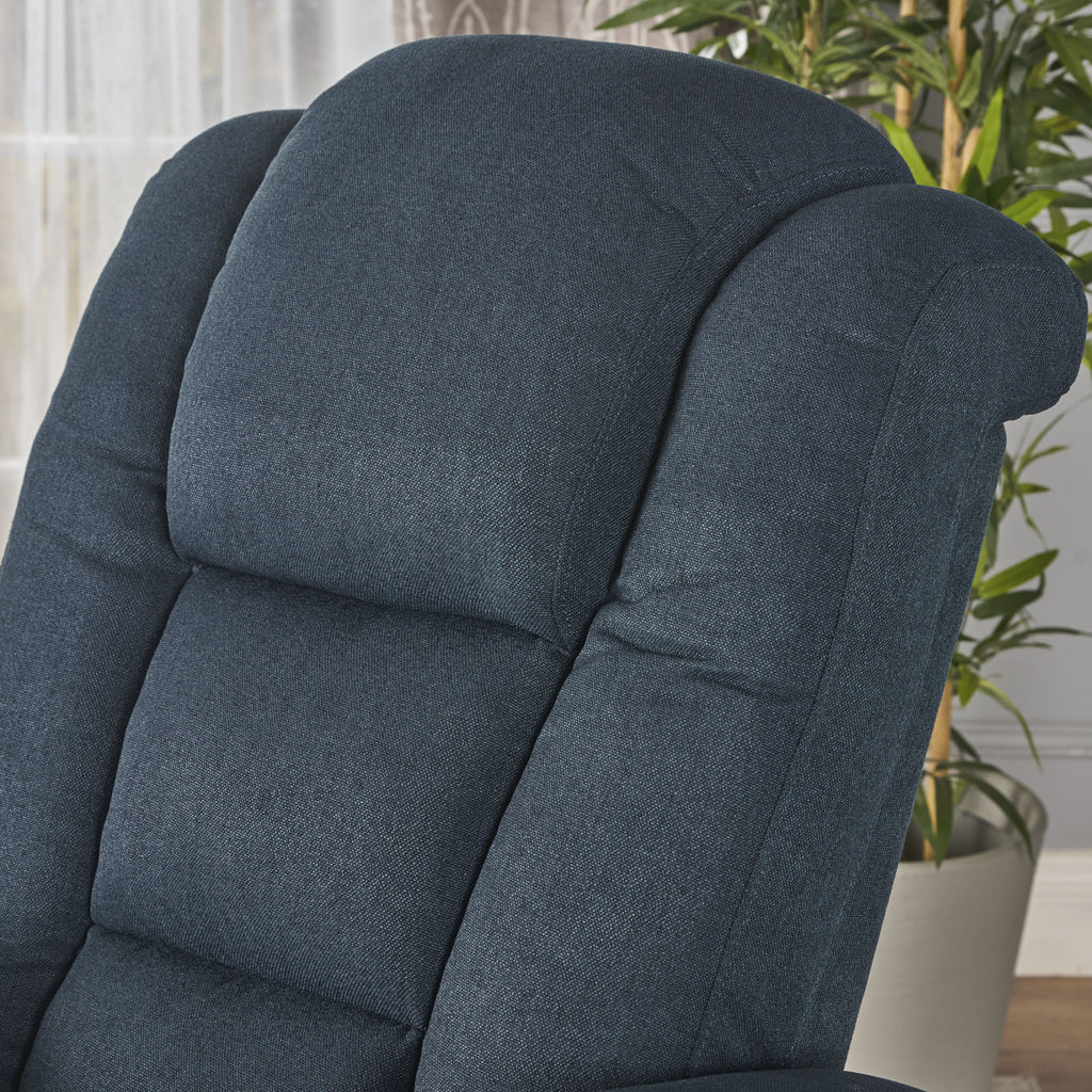 Navy Blue Tufted Fabric Power Recliner A589296