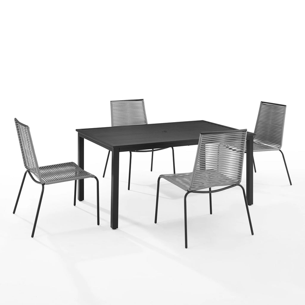 5 Pc Gray Wicker Rattan Outdoor Dining Set A592137