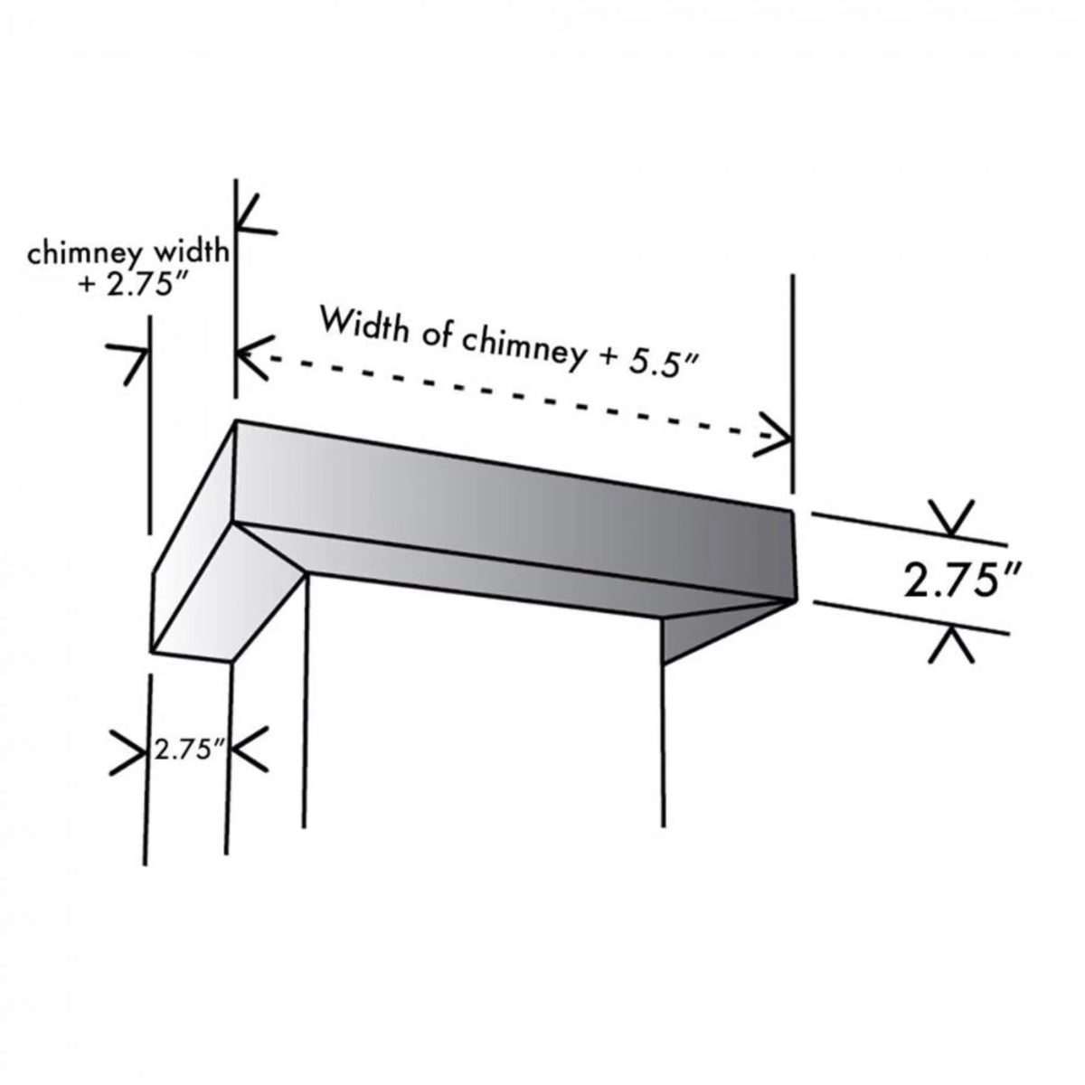 Vented Crown Molding Profile 6 for Wall Mount Range Hood in Stainless Steel L6378