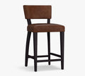 Leather Counter Height Bar Stool, Black Leg, Burnished Saddle T52515